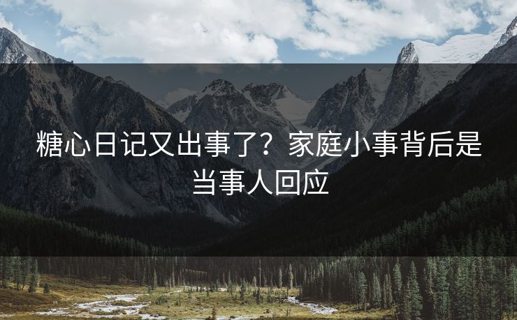糖心日记又出事了？家庭小事背后是当事人回应